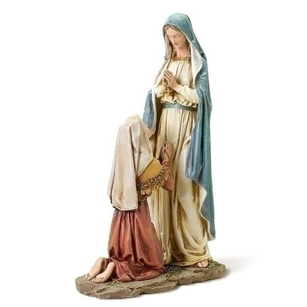 Our Lady of Lourdes with Bernadette Statue Hand Painted Figurine